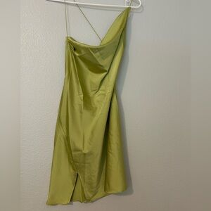 NWT Fashion Nova Always Delicate Satin Mini Dress in lime